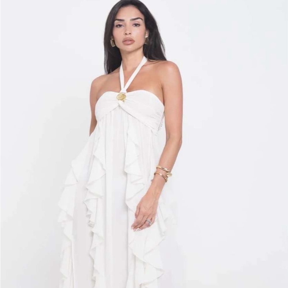 Elegant White Halter Dress